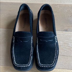 Aerosols Sewbar Black Suede Loafers